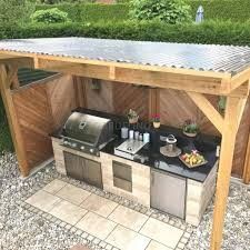 Outdoor Grill Station, Outdoor Kitchen Decor, Outdoor Bbq Kitchen, Outdoor Kitchen Ideas, Plants Outdoor, Backyard Kitchen, Bbq Kitchen, Outdoor Kitchen Patio, Apartment Patio