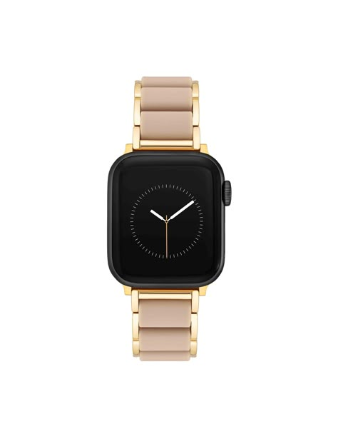 Anne Klein Taupe/Gold-Tone Rubberized Link Bracelet Band for Apple Watch® Styling Apple Watch Women, Womens Apple Watch Band, Dressy Apple Watch Bands Women, Stylish Apple Watch Band Women, Women’s Apple Watch, Timeless Gold Apple Watch Band For Formal Occasions, Modern Gold Apple Watch Band With Bracelet Strap, Apple Watch Style Women, Modern Gold Apple Watch Band With Polished Finish