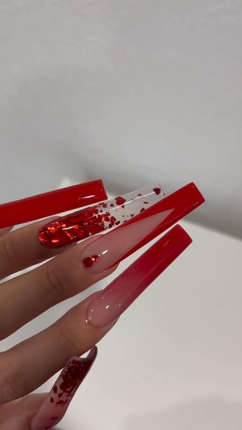 Teal Acrylic Nails, Long Red Nails, Vday Nails, Clear Acrylic Nails, Long Square Nails, Spring Acrylic Nails, Red Acrylic Nails, Diy Acrylic Nails, Long Nail Designs