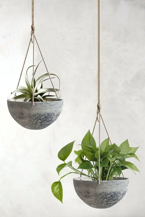 AmazonSmile: Hanging Planter Flower Plant Pots - 10 Inch Indoor Outdoor Balcony Basket Patio Resin Set 2, Marble Pattern: Garden & Outdoor Plant Pot Ideas, Hanging Planters Outdoor, Planters Ideas, Planters Indoor, Planters Outdoor, Diy Hanging Planter, Metal Hanging Planters, Plant Pot Design, Plants Pots