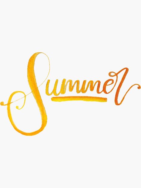 "Summer calligraphy quote" Sticker by frankiem4 | Redbubble Summer Aesthetic Words, Summer Lettering, Summer Text Words, Summer In Cursive, Summer Lettering Design, Summer Designs, Summer Fonts, Summer Phrases Sayings, Summer Quotes Aesthetic