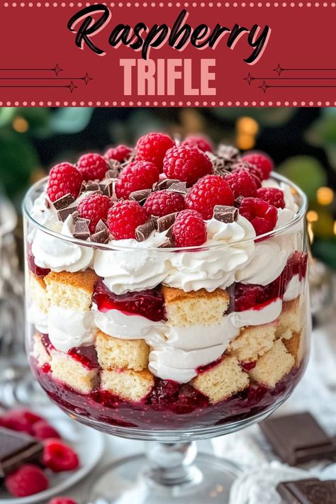 Berry Yogurt Parfait Trifle, Raspberry Brownie Trifle, Australian Trifle Recipes, Raspberry Cheesecake Trifle, Chantilly Trifle, Raspberry Trifle Recipe, Berry Trifle Angel Food Cake, Christmas Trifle Recipes Easy, Trifle Raspberry