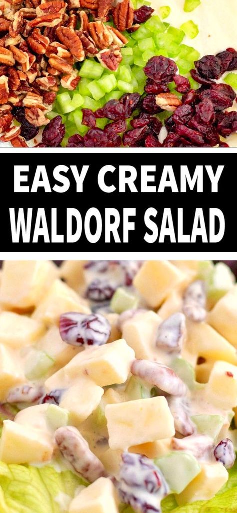 Best Waldorf Salad Recipe, Easy Waldorf Salad, Sour Cream Dressing, Waldorf Salad Recipe, Thanksgiving Lunch, Apple Walnut Salad, Dressing For Fruit Salad, Salad Cream, Waldorf Salad