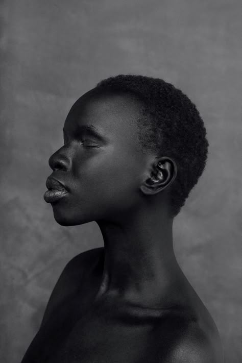 Black on Behance Black Model Side Profile, African Side Profile, Black Person Side Profile, Black Women Side Profile, Black And White Side Profile, Black Side Profile, Model Nose, Face Profile Drawing, Arc Angel