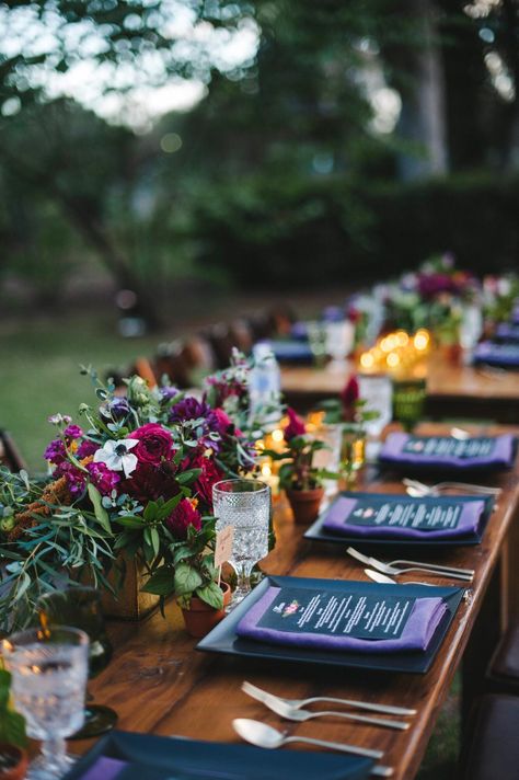 jewel toned centerpiece Dahlia Centerpiece Wedding, Peonies Wedding Centerpieces, Jewel Tone Wedding Flowers, Wedding Flower Arrangements Table, Lush Wedding, Lighted Centerpieces, Jewel Tone Wedding, Jewel Wedding, Fall Wedding Decorations