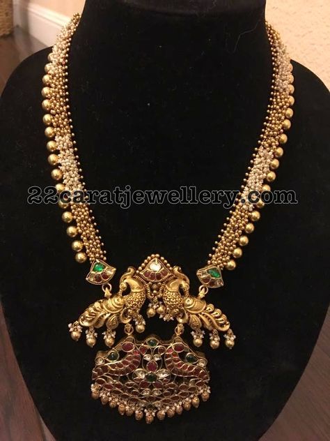 Chandbali Necklace, Gold Long Chain, Gold Temple Jewellery, Antique Necklaces Design, Antique Gold Jewelry Indian, Peacock Pendant, Two Step, Gold Necklace Indian Bridal Jewelry, Antique Bridal Jewelry