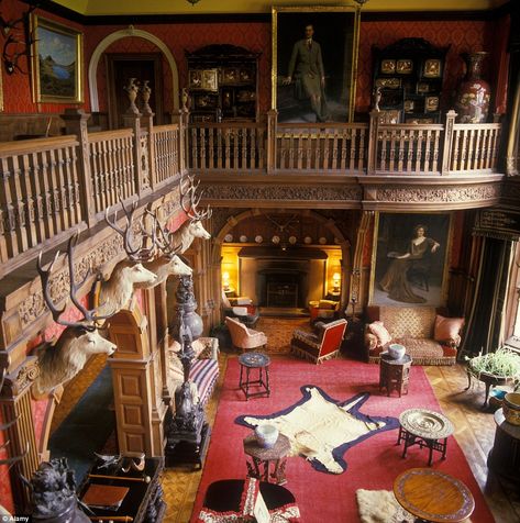 Fabulous historic houses too few of us know about that you simply MUST visit English Hunting Lodge, English Manor Houses Interior, Hunting Lodge Interiors, Lodge Interiors, Manor House Interior, English Hunting, Castle Rooms, Damask Wall, English Manor Houses