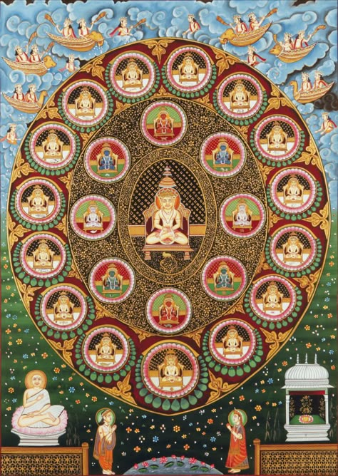 Jainism Week! Twenty Four Tirthankaras [Source] The 24 Tirthankaras form the tantric meditative syllable HRIM India, Gujarat (1800s) [Source] The 24 Tirthankaras India, Jaipur (c. 1850) [Source]... Jainism Wallpaper, Mahavir Swami, Indian Games, Simple Background Design, Jai Jinendra, God Painting, Shri Yantra, Dream Photo, Jain Temple