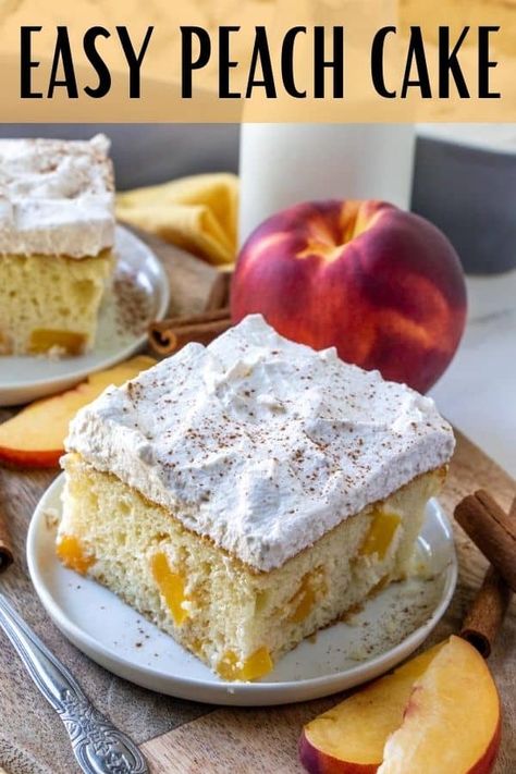 Easy Peach Cake, Peach Cake Recipes, Homemade Cake Mixes, Fresh Peach Recipes, Cake Mix Ingredients, Cake Simple, Peach Desserts, Peach Cake, Vanilla Cake Mixes