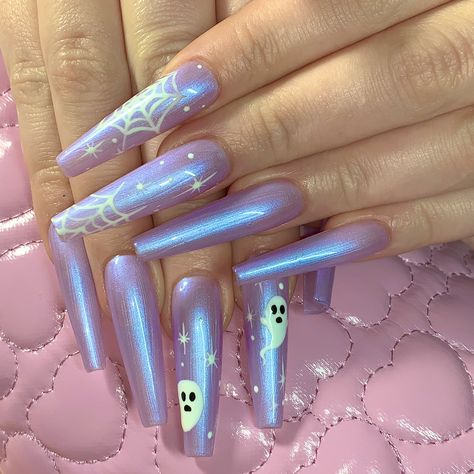 Ghost Halloween Nails, Spiderweb Nails, Matte Nail Art, Halloween Acrylic Nails, Really Cute Nails, Bling Acrylic Nails, Instagram Baby, Girls Nails, Gel Nail Designs