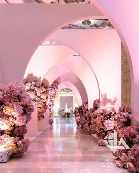 Eng. Lamyaa AlOthman (@lamyaa.alothman) • Instagram photos and videos Aisle Flowers Wedding Walkways, Pastel Backdrop, Wedding Walkway, Peonies And Hydrangeas, Aisle Flowers, Pink Backdrop, Romantic Roses, Backdrop Decorations, Ceremony Decorations