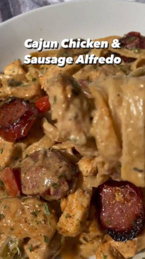 Pin on Idea Pins by you Chicken Sausage Alfredo, Sausage Alfredo, Chicken And Sausage, Soul Food Dinner, Cajun Chicken, Pasta Dinner Recipes, Health Dinner Recipes, Chicken Alfredo, Chicken Sausage