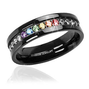 Inexpensive Gay Pride Wedding Rings (Or Engagement Rings for Gay Couples) Batman Wedding Rings, Pride Jewelry, Rainbow Ring, Pride Jewellery, Lgbt Wedding, Black Wedding Rings, Titanium Wedding Rings, Rainbow Wedding, Rainbow Rings