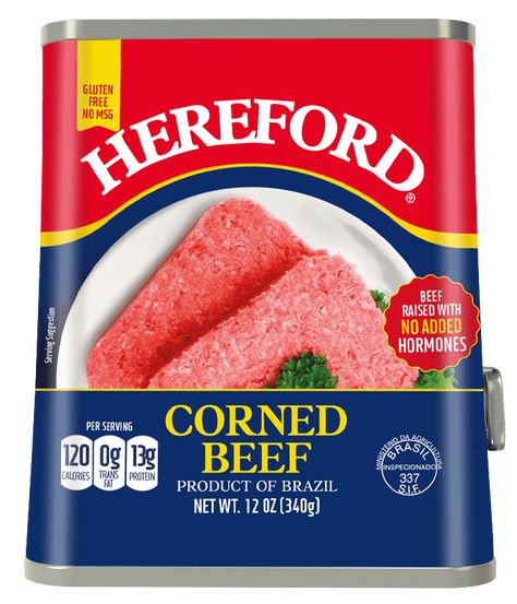 Corned Beef 12oz Hereford Foods Canned Corned Beef Recipe, Easy Corned Beef, Canned Beef, Corned Beef Recipe, Canned Corned Beef, Canned Meats, Irish Potato, Beef Lettuce Wraps, Luncheon Meat