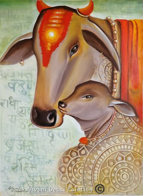 Size 18"×24", Acrylic on Canvas Cow Rangoli, Pichwai Paintings Cows, Nandi Maharaj, Krishna With Cows, God Crafts, Bhagvat Geeta, Flamingo Art Print, Modern Art Canvas Painting, 3d Art Drawing