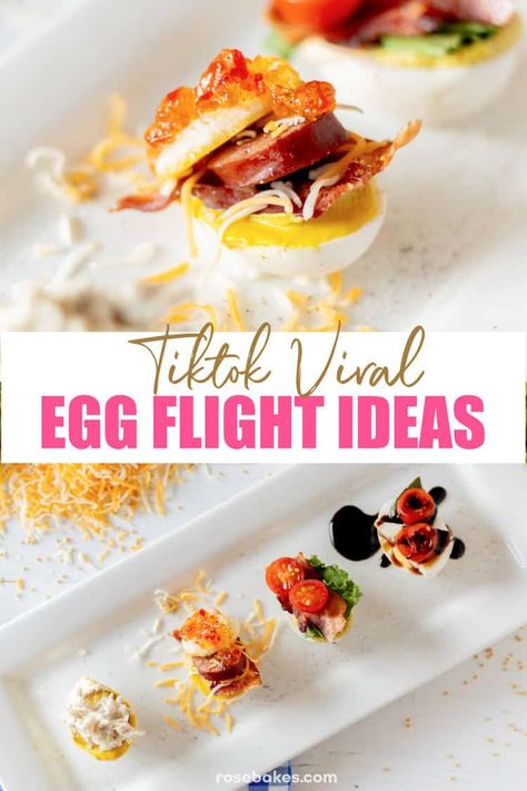 Deviled Egg Appetizers, High Protein Deviled Eggs, Egg Flight Recipe, Hard Boiled Egg Toppings, Hard Boiled Eggs Toppings, Crazy Deviled Eggs, Types Of Deviled Eggs, Hard Boiled Egg Flights, Deviled Egg Board