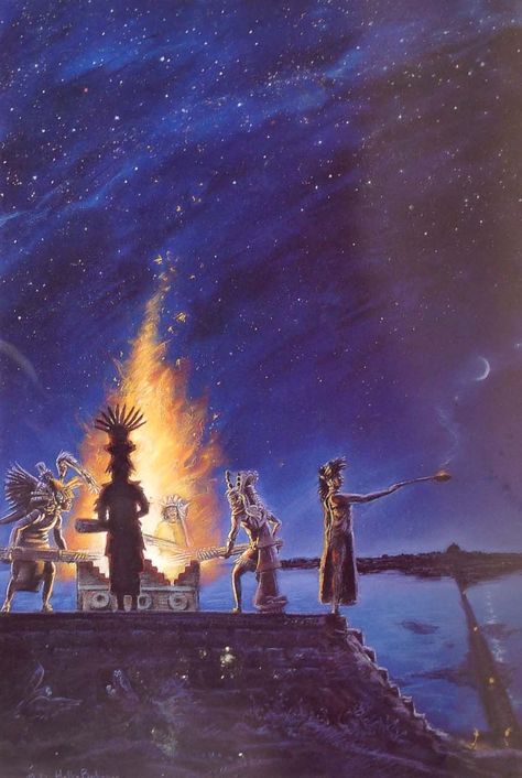 Aztec Mythology Art, Aztec Spirituality, Fire Ceremony, Aztec Empire, Mayan Symbols, Maya Art, Mexican Culture Art, Spanish Conquistador, Aztec Culture