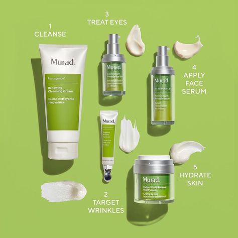 Murad Skincare on Instagram: “Looking for a new PM wrinkle regimen? We've got you covered with this 5-step regimen: 1️⃣ Cleanse with Renewing Cleansing Cream: This…” Murad Skincare, Matcha Green, Matcha Green Tea, Glass Skin, Skincare Products, Dish Soap Bottle, Green Tea, Cleaning Supplies, Matcha