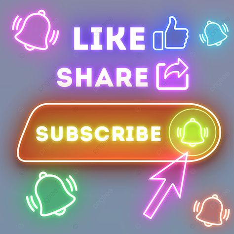 Like Share And Subscribe Logo Png, Like Follow Share Icon, Cursor Icon, Creative Comments, Youtube Button, Neon Graphics, Javed Akhtar, Neon Frame, Mouse Click