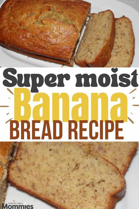 banana bread Moist Bread Recipe, Best Moist Banana Bread, Easy Homemade Banana Bread, Super Moist Banana Bread Recipe, Banana Loaf Recipe, Homemade Banana Bread Easy, Bread Loaf Recipe, Banana Bread Easy, Banana Bread Recipe Easy Moist