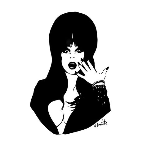 Elvira Stencil, Elvira Drawing, Cher Tattoo, Gummy Nails, Elvira Tattoo, Goth Drawings, Elvira Mistress Of The Dark, Lydia Deetz, Selena Quintanilla Perez