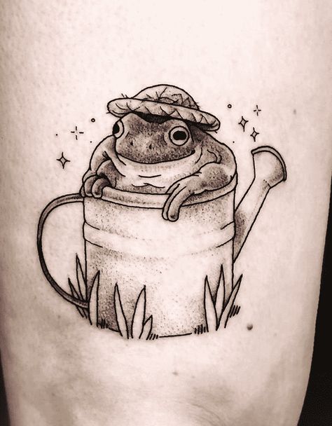 Toad Stool Tattoo, Toad Mushroom Tattoo, Cute Toad Tattoo, Whimsical Animal Tattoo, Toad Tattoo Design, Frog Mushroom Tattoo, Toadstool Tattoo, Toad Tattoos, Cozy Tattoo