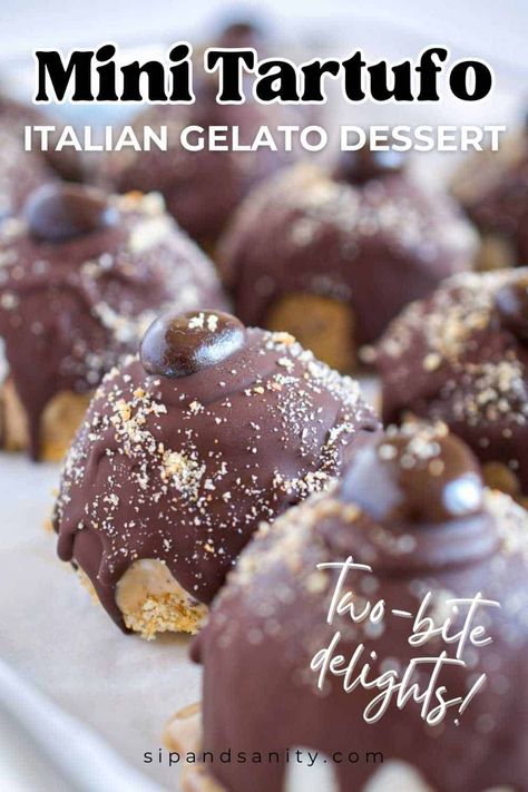 Dig into some dreamy, creamy Italian gelato with our Mini Tartufo dessert! Make-ahead friendly and perfect for entertaining. Enjoy a sweet treat without overindulging. Tartufo Recipe, Italian Gelato, Fruit Chocolate, Chocolate Fruit, Italian Desserts, Cute Desserts, Picture This, Something Sweet, Sweet Treat