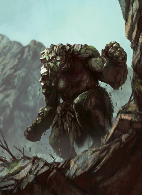 Stone Giant-, Biagio D'Alessandro on ArtStation at https://www.artstation.com/artwork/ZX5Xw Giants Fantasy Art, Giants Dnd, Elemental People, Stone Giant, Dragon Keeper, Inspiration Background, Rpg Monsters, Figure Sculpting, Dnd Creatures