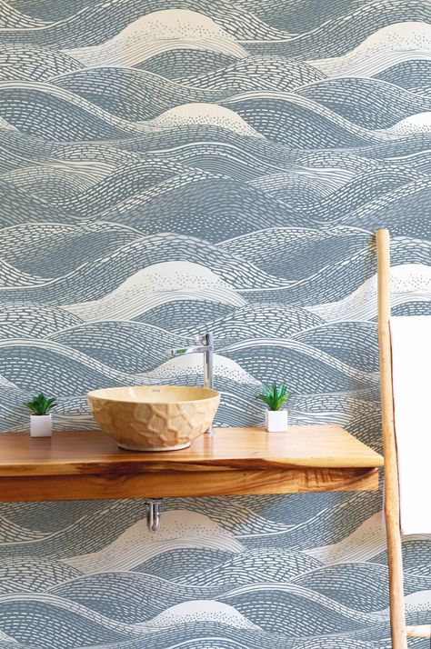 Blue wave ocean theme wallpaper is the most popular wall art design today, this peel and stick paper can be used in almost any interiors from modern to tropical! It's perfect for bathrooms and bedrooms! This particular wave art is inspired by Japanese illustrations! :) CUSTOM COLORS Yes, we create most of our patterns in custom colors. To proceed, you will need to provide us with the colors desired. This website might be helpful in finding the color that is needed: www.pantone-colours.com/ In th Ocean Theme Wallpaper, Popular Wall Art, Beach Themed Wall Art, Wall Mural Abstract, Boho Beach House, Mural Abstract, Diy Beach Decor, Nautical Wallpaper, Theme Wallpaper