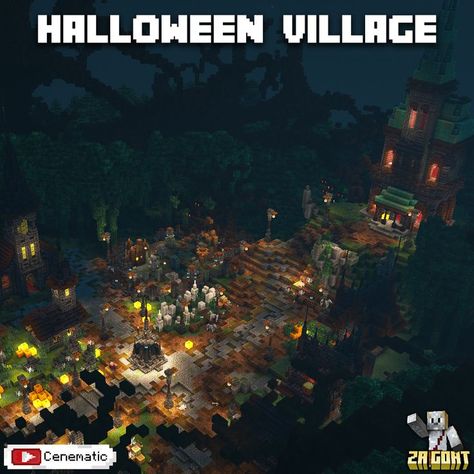 Minecraft Halloween, Halloween City, Minecraft Structures, Minecraft Construction, Minecraft Inspo, Minecraft Survival, Minecraft House Designs, Halloween Village, Minecraft Blueprints