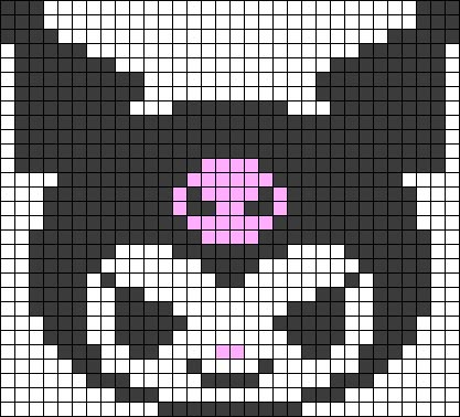 Kuromi Grid Art, Pixel Art Pattern Kuromi, Kuromi Crochet Grid, Kuromi Bead Pattern, Kuromi Grid Pattern, Perler Bead Patterns Kuromi, Kuromi Kandi Pattern, Kuromi Pixel Art Grid, 29x29 Pixel Art