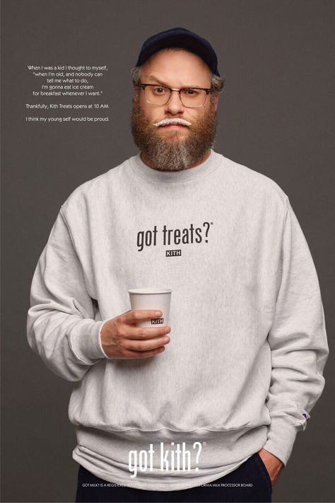 KITH Treats Revives the Classic 'got Milk?' Campaign in 2020 ... Milk Campaign, Got Milk Ads, Milk Ads, Milk Mustache, Kith Treats, Make It Or Break It, Ice Cream For Breakfast, Got Milk, Campaign Ideas