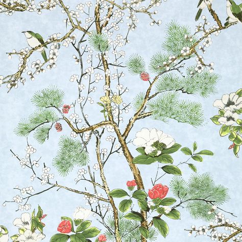 KATSURA, Spa Blue, T13620, Collection Grand Palace from Thibaut Katsura Wallpaper, Baby Birthday Games, Wallpaper Cream, Thibaut Fabric, Thibaut Wallpaper, Grand Palace, Go Wallpaper, Wallpaper Calculator, Interior Design Art