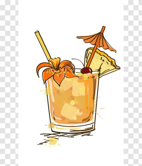 Food Transparent Background, Bar Drawing, Cocktails Drawing, Cocktail Invitation, Food Transparent, Orange Juice And Vodka, Orange Juice Smoothie, Harvey Wallbanger, Rum Swizzle