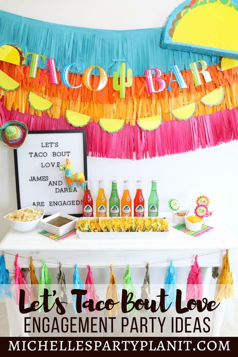 Let's Taco Bout Love Engagement Party Ideas by Michelle's Party Plan-It Taco Bout Love Engagement Party, Engagement Party Decorations Diy, Taco Bout Love, Engagement Party Ideas, Engagement Party Diy, Engagement Party Themes, Mexico Party, Engagement Party Planning, Fiesta Bridal Shower