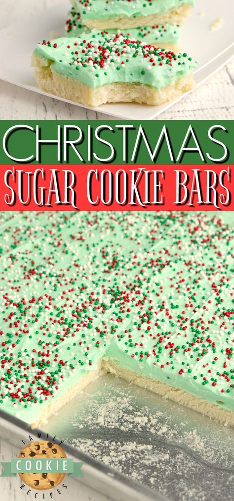 Southern Living Sugar Cookie Bars, Sugar Cookie Squares, Bar Sugar Cookie Recipe, Soft Sugar Cookie Bars, Packaged Sugar Cookie Mix Recipes, Holiday Bars Recipes Christmas Treats, Cake Mix Sugar Cookie Bars, Christmas Bar Cookies Recipes Holidays, Sugar Cookie Bars Christmas