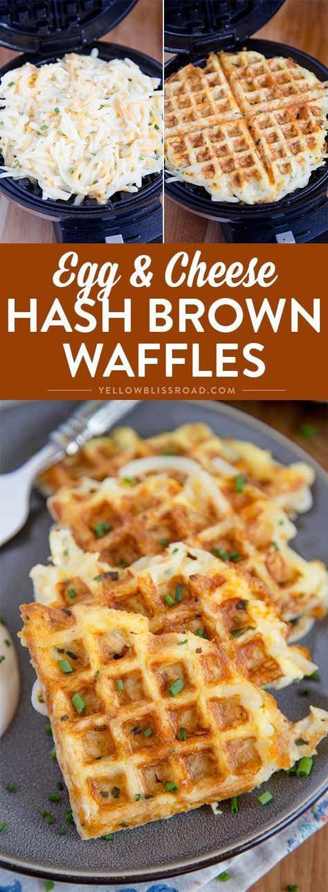 These easy, cheesy hash brown waffles are just the hack you need to simplify your breakfast routine! #breakfastlovers #ad @SimplyPotatoes via /yellowblissroad/ Hash Brown Waffles, Hashbrown Waffles, Menu Sarapan Sehat, Waffle Iron Recipes, Waffle Maker Recipes, Waffles Easy, Breakfast Routine, Egg And Cheese, Hash Brown