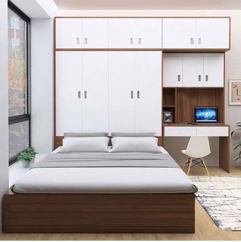 Tatami bed wardrobe combination of 1 meter 2 new Chinese simple modern single double light luxury multi-functional collection Modern Wooden Cupboard Design, Wooden Cupboard Design, Bedroom 2022, Bed Wardrobe, Bed With Wardrobe, Space Saving Furniture Bedroom, Tatami Bed, Wardrobe Interior, Modern Cupboard