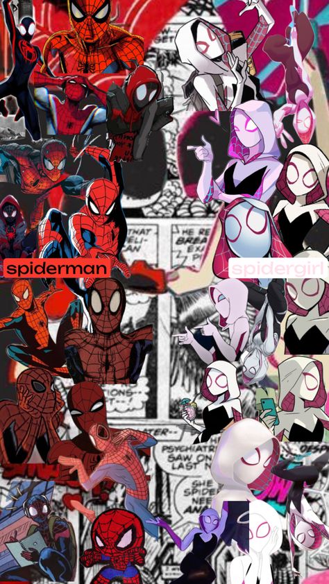 #spiderman #spidergirl #spiderverse Spiderman And Spider Gwen, Marvel Phone Wallpaper, Spiderman Pictures, Spider Girl, Spider Gwen, Pet Costumes, Spider Verse, Wallpaper Iphone Cute, Galaxy Wallpaper