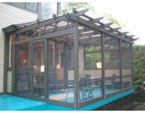 Use These 15 Pergola Designs to Make Your Home Stunning - Useful DIY Projects Screened Patio, Katt Grejer, Moderne Pools, Small Pergola, Building A Pergola, Porch Roof, Modern Pergola, Enclosed Patio, Pergola Attached To House