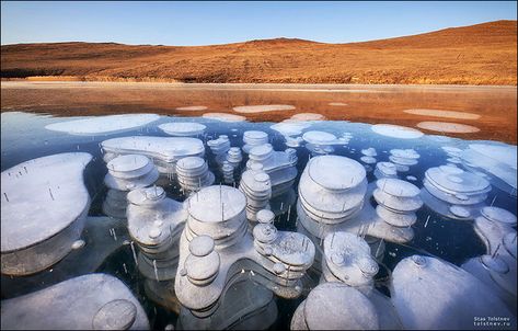 Beauty of frozen methane bubbles on the world’s deepest lake shown in stunning video Methane Bubbles, Lake Baikal, Clear Ice, Frozen Lake, National Photography, Earth Lover, Natural Phenomena, Landscape Photographers, Some Pictures