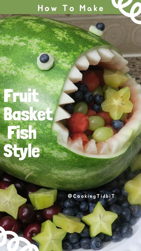 Fish Watermelon, Watermelon Fish, Watermelon Fruit Basket, Fruit Salad Watermelon, Watermelon Fruit Bowl, Fruit Basket Watermelon, Salad Watermelon, Fish Basket, Basket Fruit