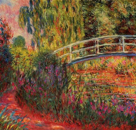 Claude Monet Water Lily Pond Water Irises #Arte @eugelarre Water Lily Pond Monet, Artist Monet, Japanese Bridge, Claude Monet Paintings, Claude Monet Art, Water Lily Pond, Monet Water Lilies, Plein Air Landscape, Monet Art