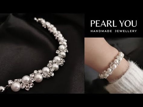 DIY a Crystal Pearl Bracelet! Free Tutorial of Pearl Jewelry by PEARL YOU. - YouTube Crystal Bracelets Tutorial, Pearl Bracelet Tutorial, Seed Bead Jewelry Tutorials, Beaded Bridal Jewelry, Beaded Wedding Jewelry, Wedding Jewelery, Diy Bracelets Tutorials, Beaded Bracelets Tutorial, Beaded Jewels