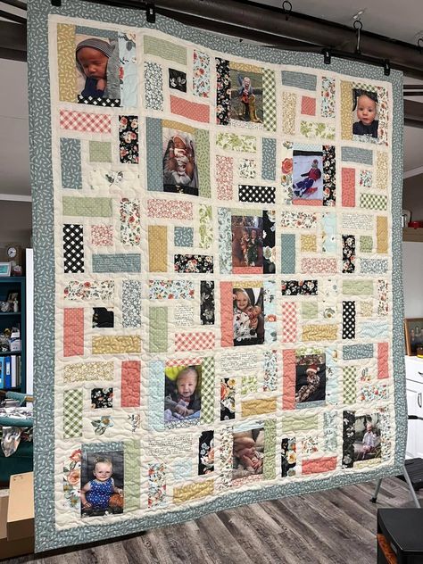 Memory Quilt Ideas, Photo Memory Quilt, Photo Quilts, Tshirt Quilt, Memory Quilt, Photo Memories, Diy Sewing Projects, Quilt Ideas, Sewing Techniques