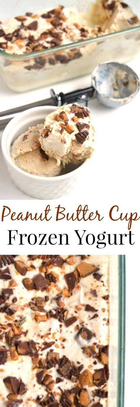 Frozen Greek Yogurt, Frozen Yogurt Recipes, Yogurt Dessert, Yogurt Ice Cream, Greek Yogurt Recipes, Ice Cream Base, Protein Desserts, Healthy Ice Cream, Peanut Butter Cup