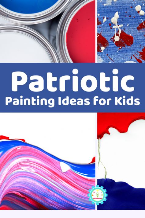 Patriotic Painting Ideas Filled with Bursts of Red, White, and Blue Color Red White And Blue Painting, Patriotic Painting Ideas, White And Blue Painting, Painting Crafts For Kids, Patriotic Activities, Kids Stem Activities, Painting Ideas For Kids, Patriotic Symbols, Stem Kits