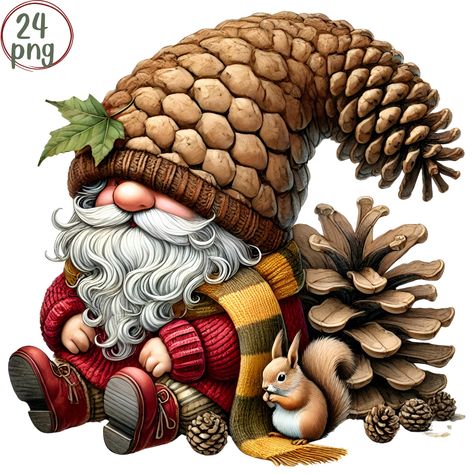 Bring the magic of autumn into your designs with this delightful set of Autumn Pinecone Gnomes! This charming collection includes 24 unique gnomes, each adorned with pinecone-inspired hats, cozy sweaters, and warm fall details. Perfect for adding a woodland touch to your creative projects, these high-quality watercolor illustrations are ideal for digital and print use. 🍂 Product Highlights: -24 Unique Gnome Designs: Adorable gnomes with pinecone-themed accents, perfect for creating autumn invit Pinecone Gnomes, Fall Decor Cozy, Gnome Designs, Fall Gnomes, Autumn Invitations, Fall Gnome, Gnome Pictures, Gnome Clipart, Art & Craft Kit