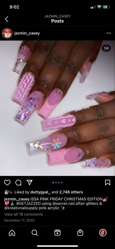 Pink And Silver Pedicure, Pink Floral Pedicure, Pink Toe Nails With Flower Design, Pink Toes With Flower Design, Christmas Toes, Pink Acrylics, December 11, Pedicures, Manicure And Pedicure