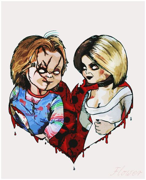 Chucky And Tiffany by https://www.deviantart.com/silviaflower on @DeviantArt Chucky Drawing, Tiffany Chucky, Chucky And Tiffany, Chucky Tattoo, Horror Things, Horror Drawing, Chucky Doll, The Artist Movie, Bride Of Chucky